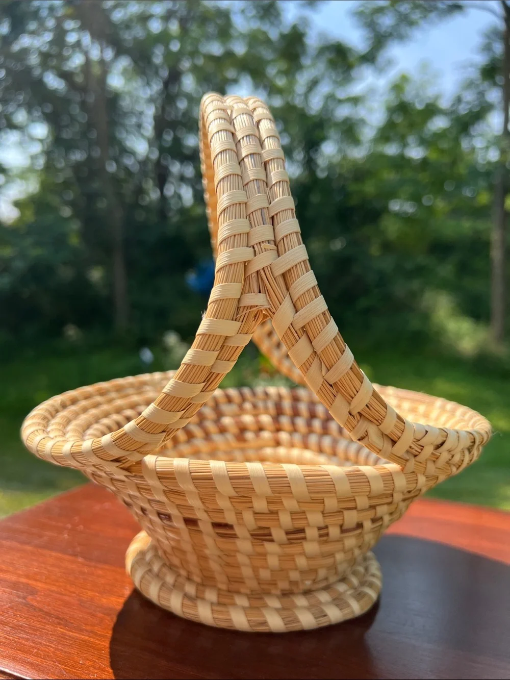 Vintage Charleston South Carolina Sweetgrass Bullrush Gullah Handwoven Basket